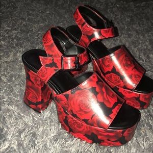 Dolls Kill Red Rose Platform Heels Delia’s